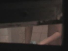 Через окошко напротив видно голый женский лобок